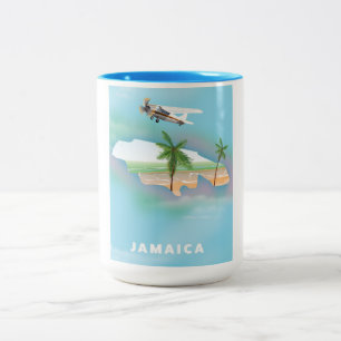 Jamaica Vintage resor poster Två-Tonad Mugg