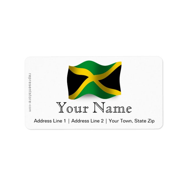 Jamaica Wave Flagga Adressetikett (Framsidan)