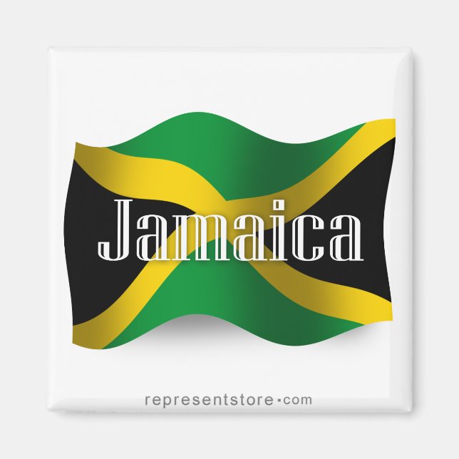 Jamaica Wave Flagga Magnet (Framsidan)