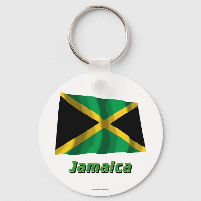 Jamaica Wave Flagga med Namn Nyckelring (Framsida)
