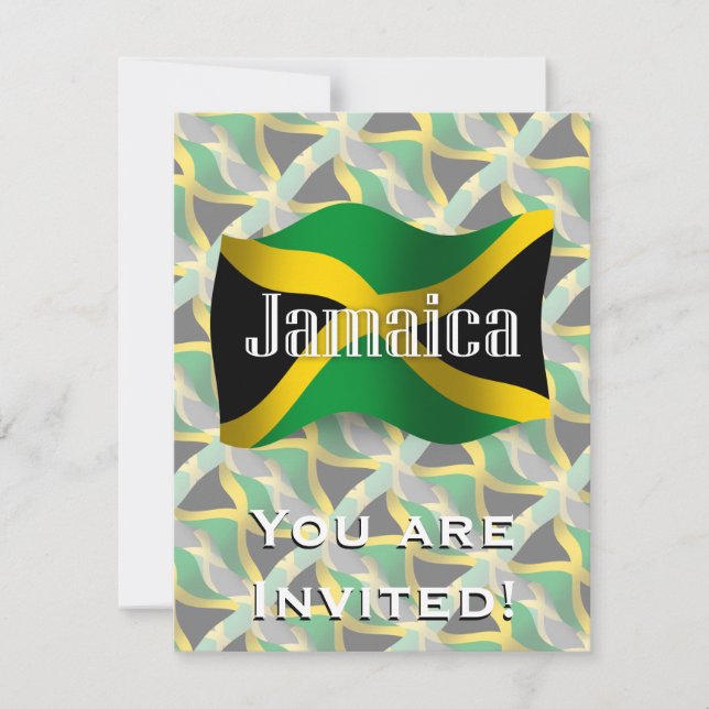 Jamaica Waving Flagga Inbjudningar (Framsida)