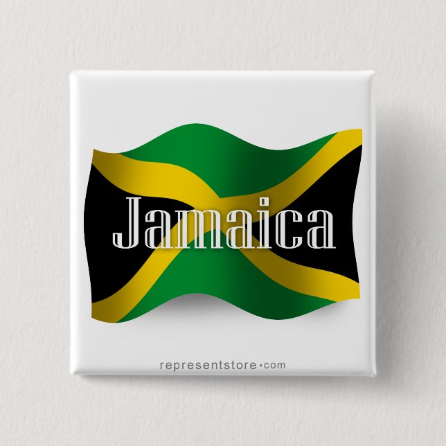 Jamaica Waving Flagga Knapp (Framsida)