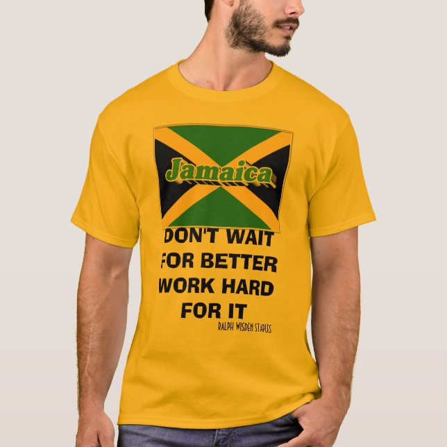 Jamaica WORK HARD Tee Shirt (Framsida)