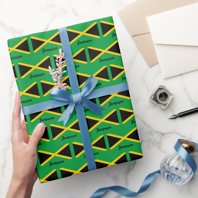 Jamaica Wrapping Papper, Jamaican Flagga patriotic Presentpapper (Gifting)