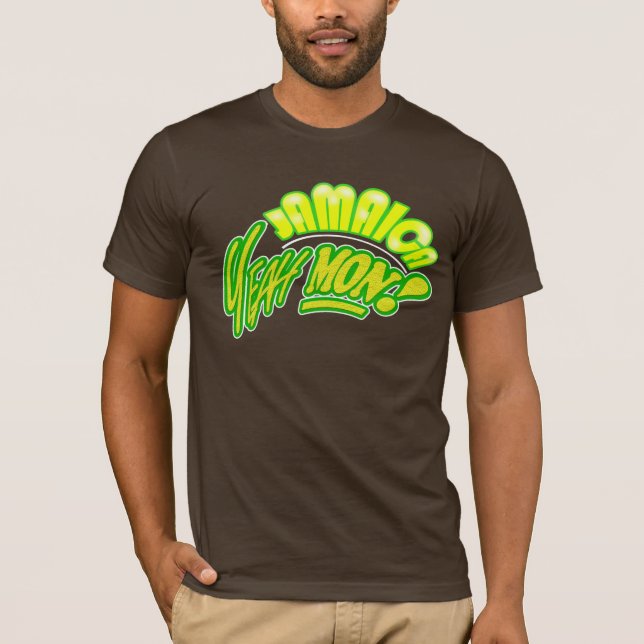 Jamaica Yeah Måndag brun skjorta T Shirt (Framsida)