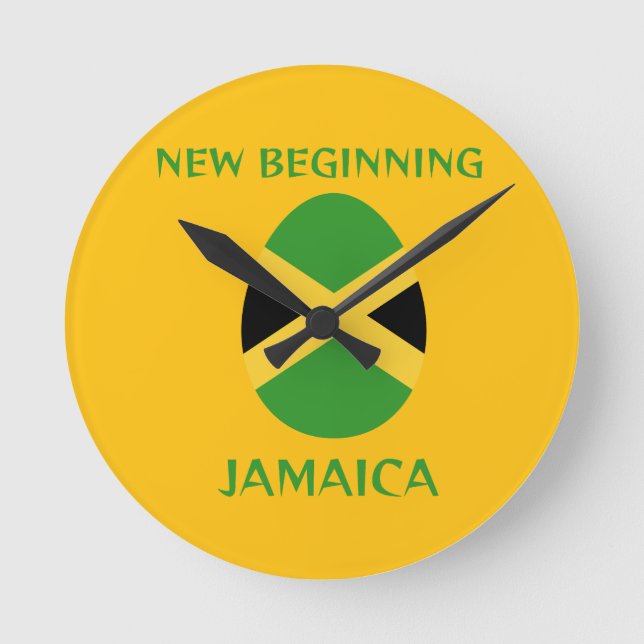 Jamaicaflagga Rund Klocka (Framsida)