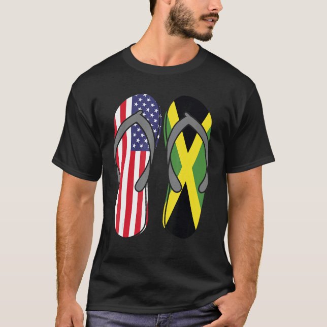 Jamaican American Flag Sandals USA Jamaica Root Pr T Shirt (Framsida)