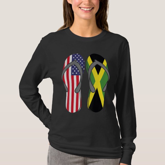 Jamaican American Flag Sandals USA Jamaica Root Pr T Shirt (Framsida)