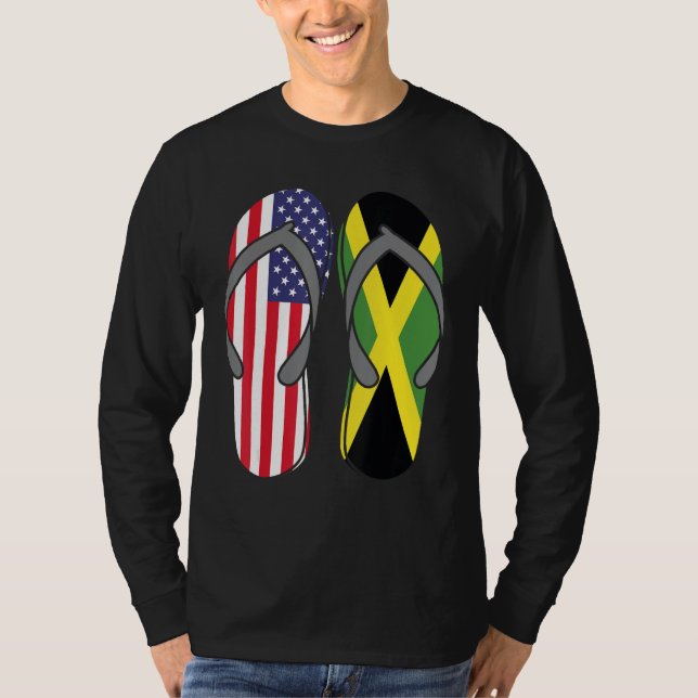 Jamaican American Flag Sandals USA Jamaica Root Pr T Shirt (Framsida)