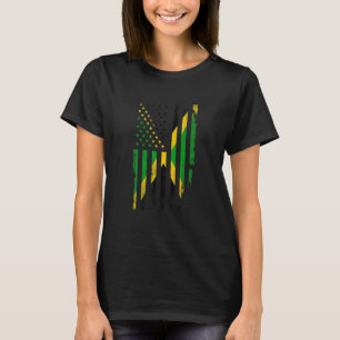 Jamaican American Flagga Jamaica Distress USA flag T Shirt