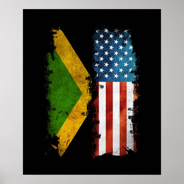 Jamaican American Flagga Jamaica Usa Poster (Framsidan)