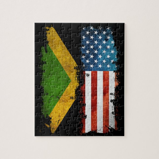 Jamaican American Flagga Jamaica Usa Pussel (Vertikal)