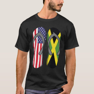 Jamaican American Flagga Sandals USA Jamaica Root  T Shirt