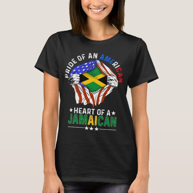 Jamaican American Foreign Jamaica Flagga T Shirt (Framsida)