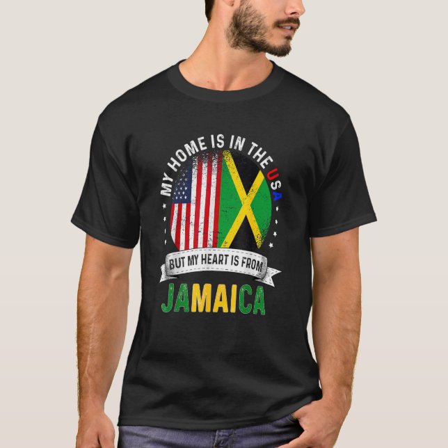 Jamaican American Patriot Heart kommer från Jamaic T Shirt (Framsida)