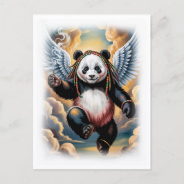 Jamaican Angel Panda in the sky on a White Helg Vykort