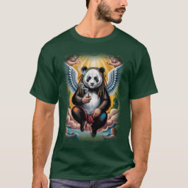 Jamaican Angel Panda resting on a Green T Shirt