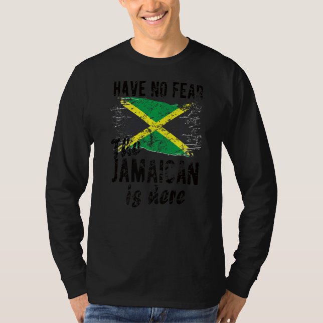 Jamaican är här Jamaica Flagga Jamaican Roots T Shirt (Framsida)
