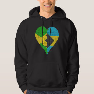 Jamaican Bahamian Flagga Heart Hoodie