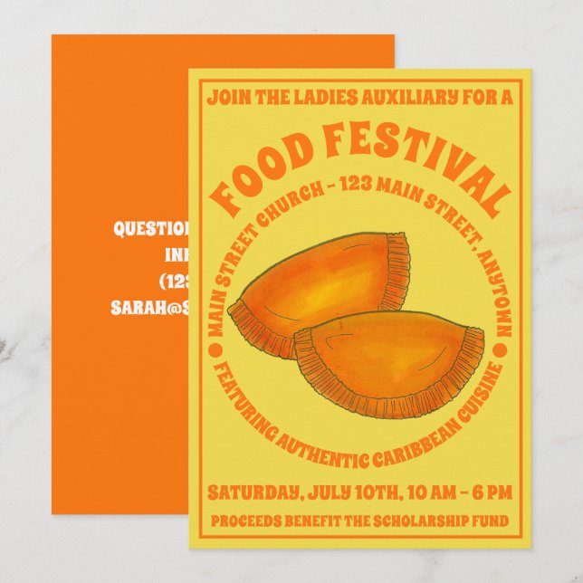 Jamaican Beef Patty Food Fest Caribbean Cuisine Inbjudningar (Fram/baksida)