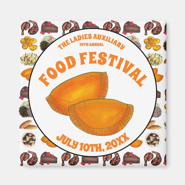 Jamaican Beef Patty Food Fest Caribbean Cuisine Magnet (Framsidan)