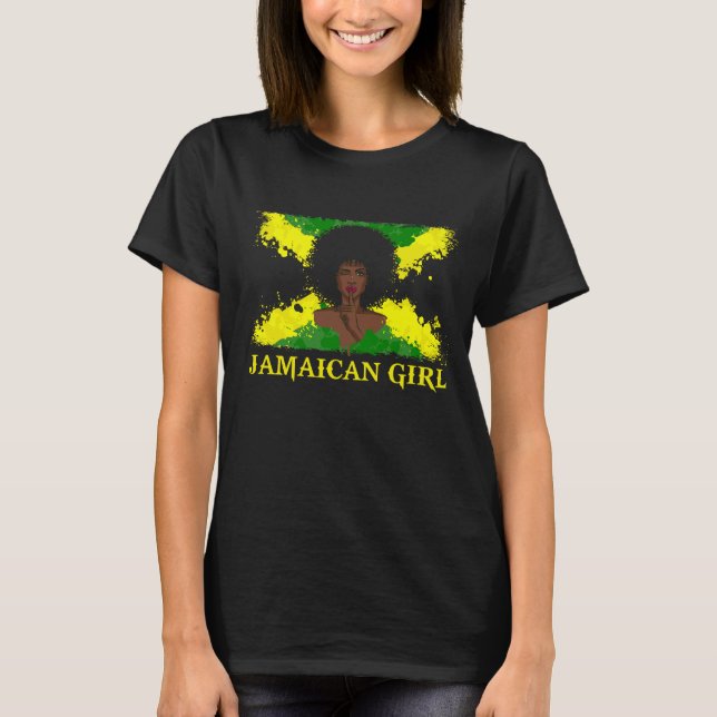 Jamaican Black Woman T-shirt Jamaica Afro Girl Pri (Framsida)