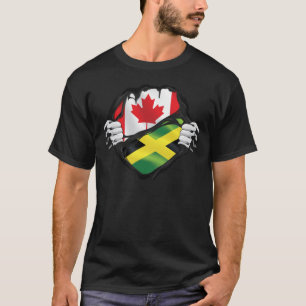 Jamaican Canadian Händer Ripping Roots Flagga T Shirt