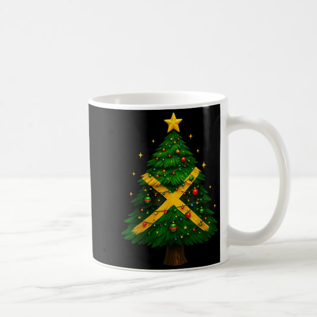 Jamaican Christmas Tree Design, Festive Holiday Gr Kaffemugg (Höger)