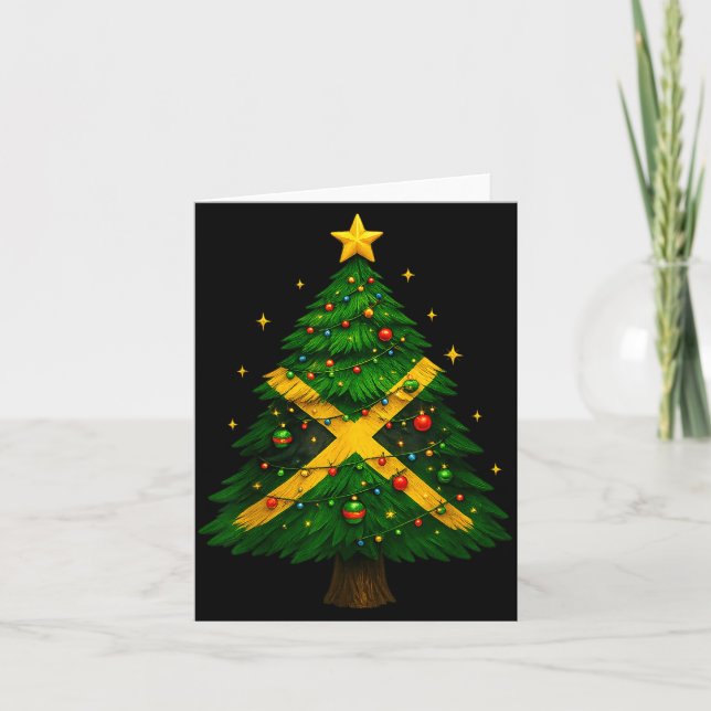 Jamaican Christmas Tree Design, Festive Holiday Gr Kort (Framsida)