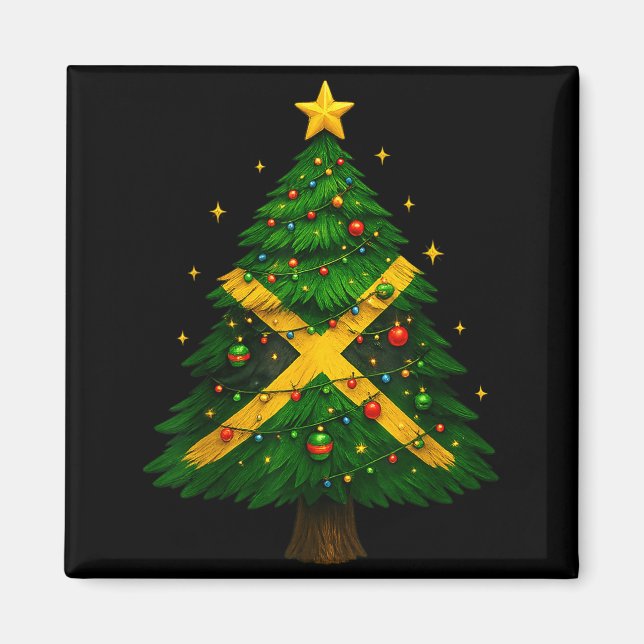 Jamaican Christmas Tree Design, Festive Holiday Gr Magnet (Framsidan)
