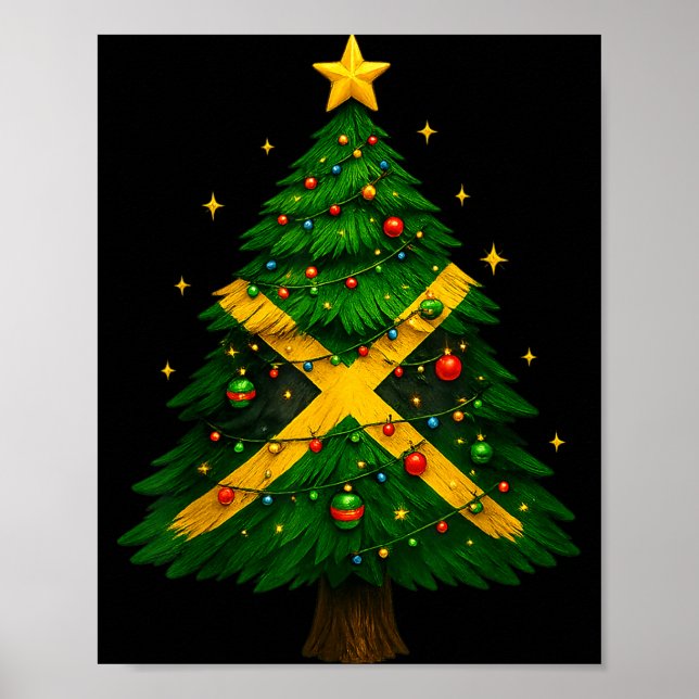 Jamaican Christmas Tree Design, Festive Holiday Gr Poster (Framsidan)