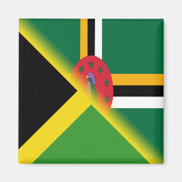 Jamaican Dominican Flagga | Halva Jamaica Dominica Magnet
