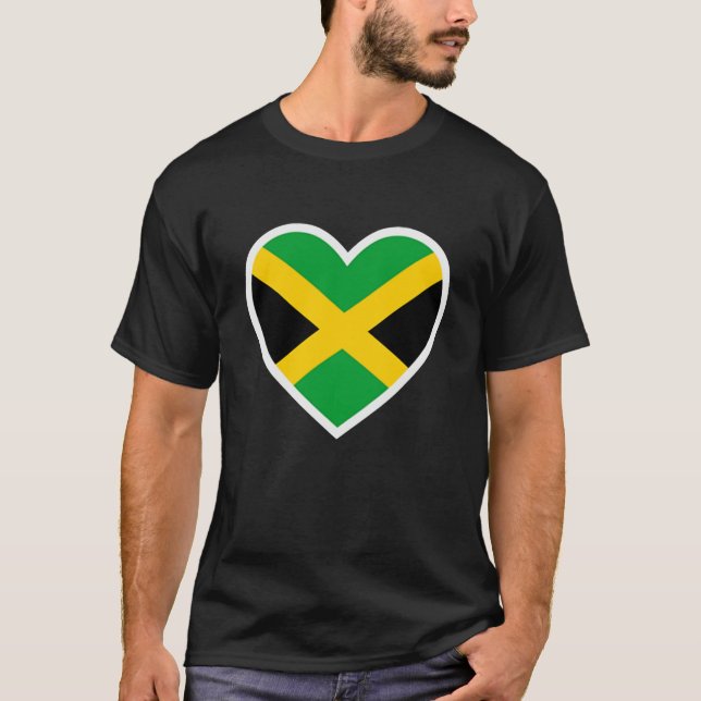 Jamaican Flag Heart Love Jamaica  Women Men Kids T Shirt (Framsida)