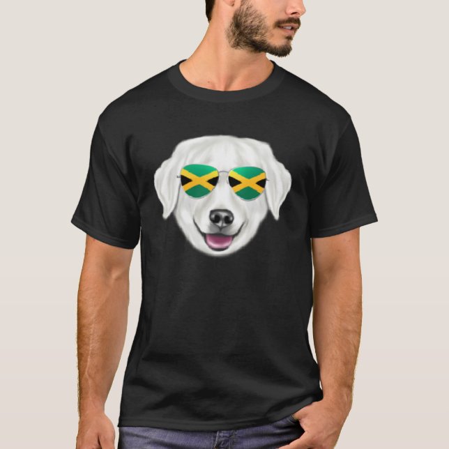 Jamaican Flag Kuvaszok Dog Jamaica Pocket T Shirt (Framsida)