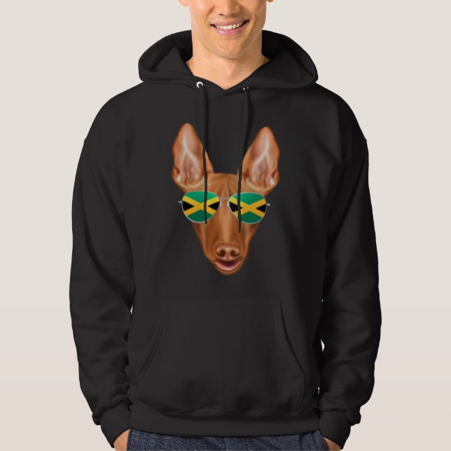 Jamaican Flag Pharaoh Hound Dog Jamaica Pocket Hoodie (Framsida)