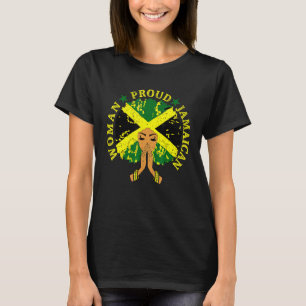 Jamaican Flagga Black Woman Proud Jamaica Afro T Shirt
