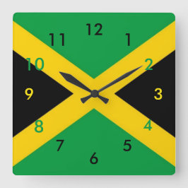 Jamaican Flagga Clock Fyrkantig Klocka