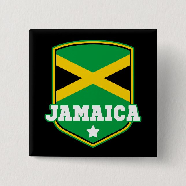 Jamaican Flagga Emblem Jamaica Knapp (Framsida)