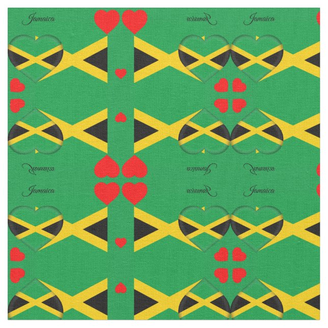 Jamaican Flagga Fabric & Jamaica Heart mode Tyg (Närbild)