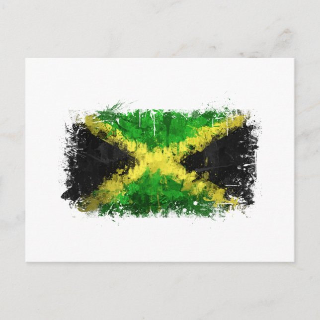 Jamaican Flagga Graffiti Vykort (Framsida)