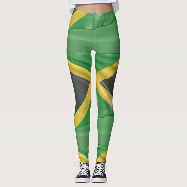 Jamaican Flagga Grönt Yoga Byxor (Framsida)