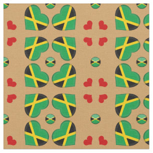 Jamaican Flagga & Jamaica Hearts / mode Fabric Tyg