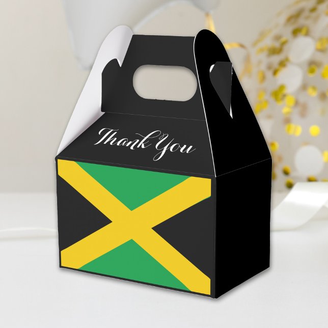 Jamaican Flagga Jamaica Party Tack Presentaskar (Jamaica Jamaican flag black thank you favor box)