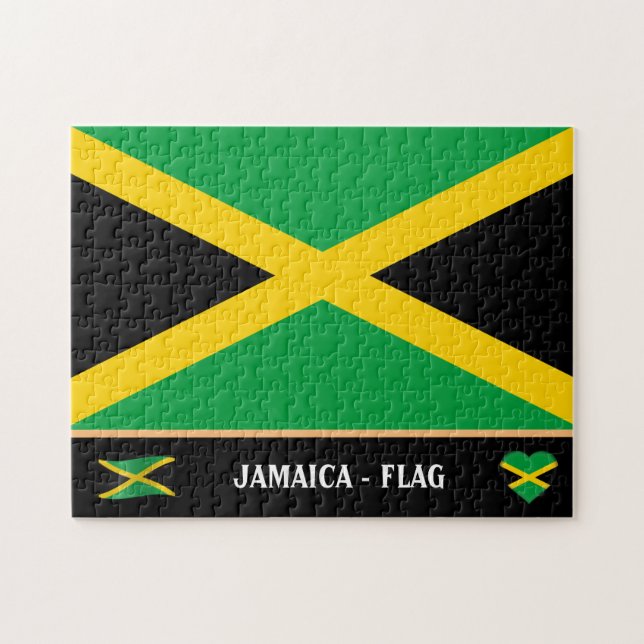 Jamaican Flagga & Jamaican land / Jamaica Pussel (Horisontell)