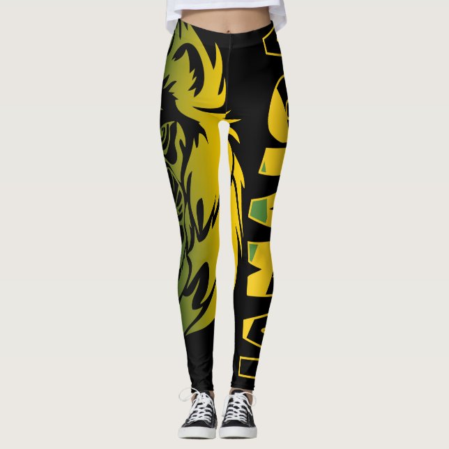 Jamaican Flagga Leggings Lejon om Judah (Framsida)