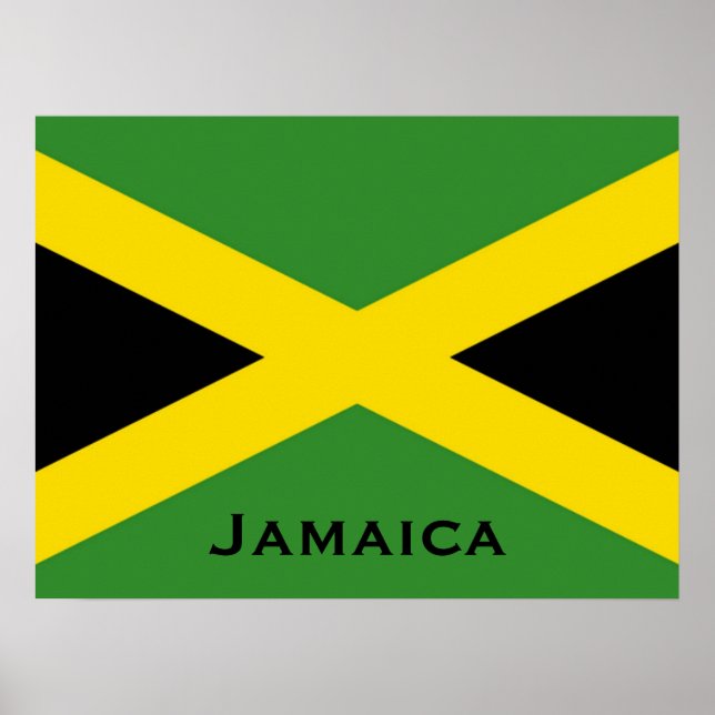 Jamaican Flagga med Jamaica Ord Världs flaggor Poster (Framsidan)