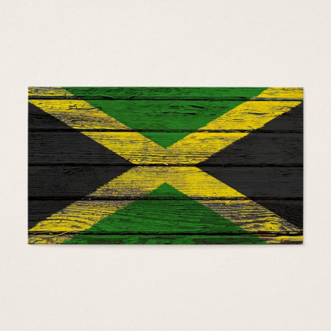 Jamaican Flagga med Rough Wood Grain Effect Visitkort (Framsidan)