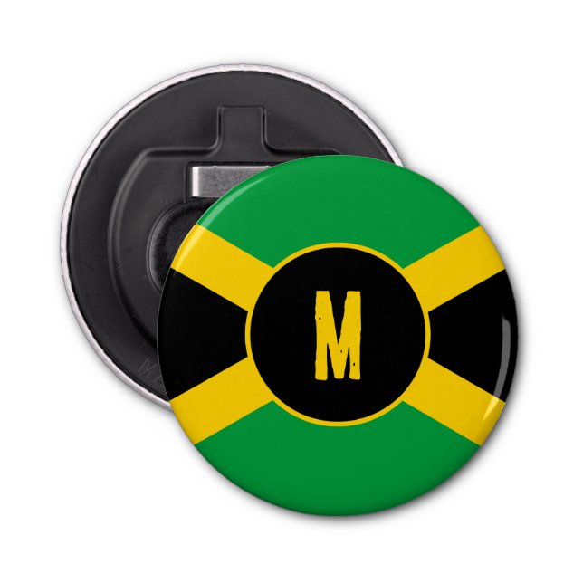 Jamaican Flagga Monogram Flasköppnare (Framsidan)
