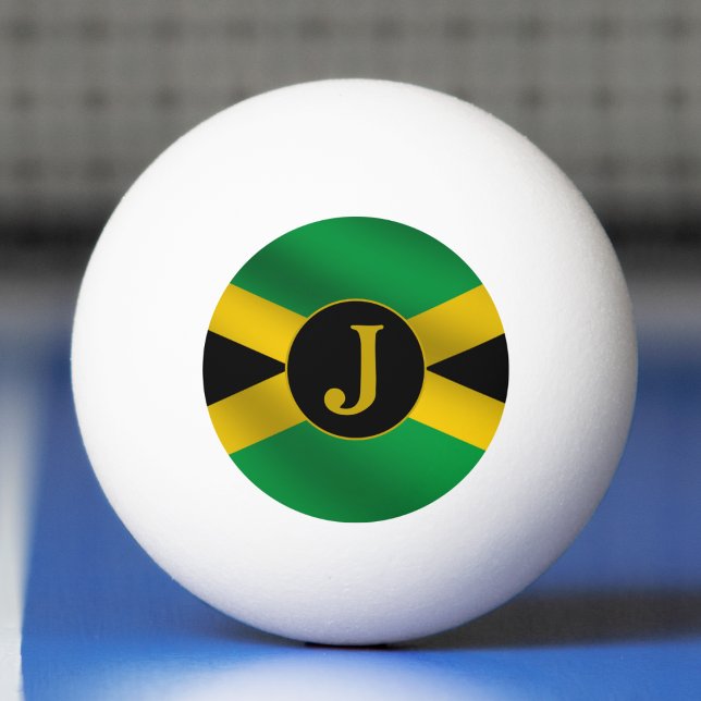 Jamaican Flagga Monogram Pingisboll (Jamaica Jamaican Flag Monogram Ping Pong Ball)