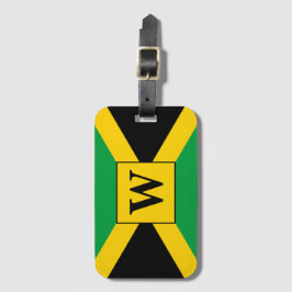 Jamaican Flagga Patterned Monogram Bagagebricka